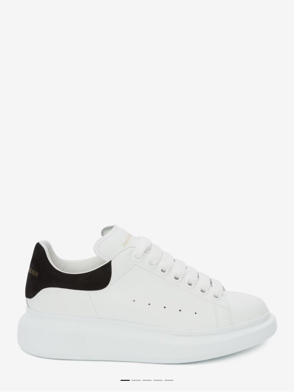 Alexander McQueen White Leather Platform Sneakers with Black Heel Size 38.5